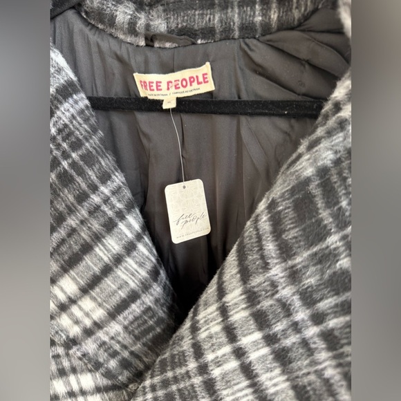 NWT • Free People Highlands Wool Blend Salt & Pepper Coat M Relaxed Fit - Picture 10 of 14